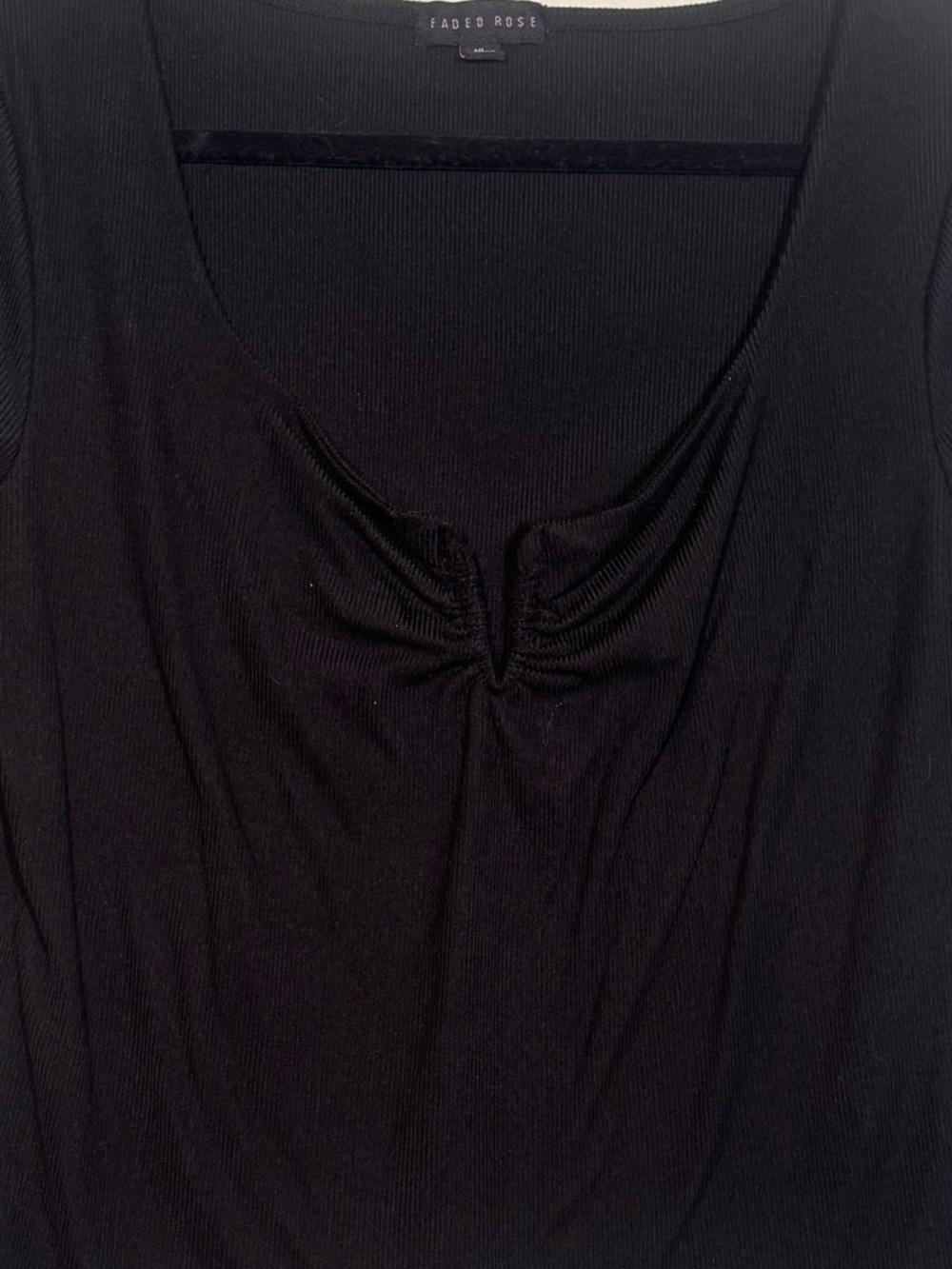 Faded Rose Black Ribbed long sleeve v